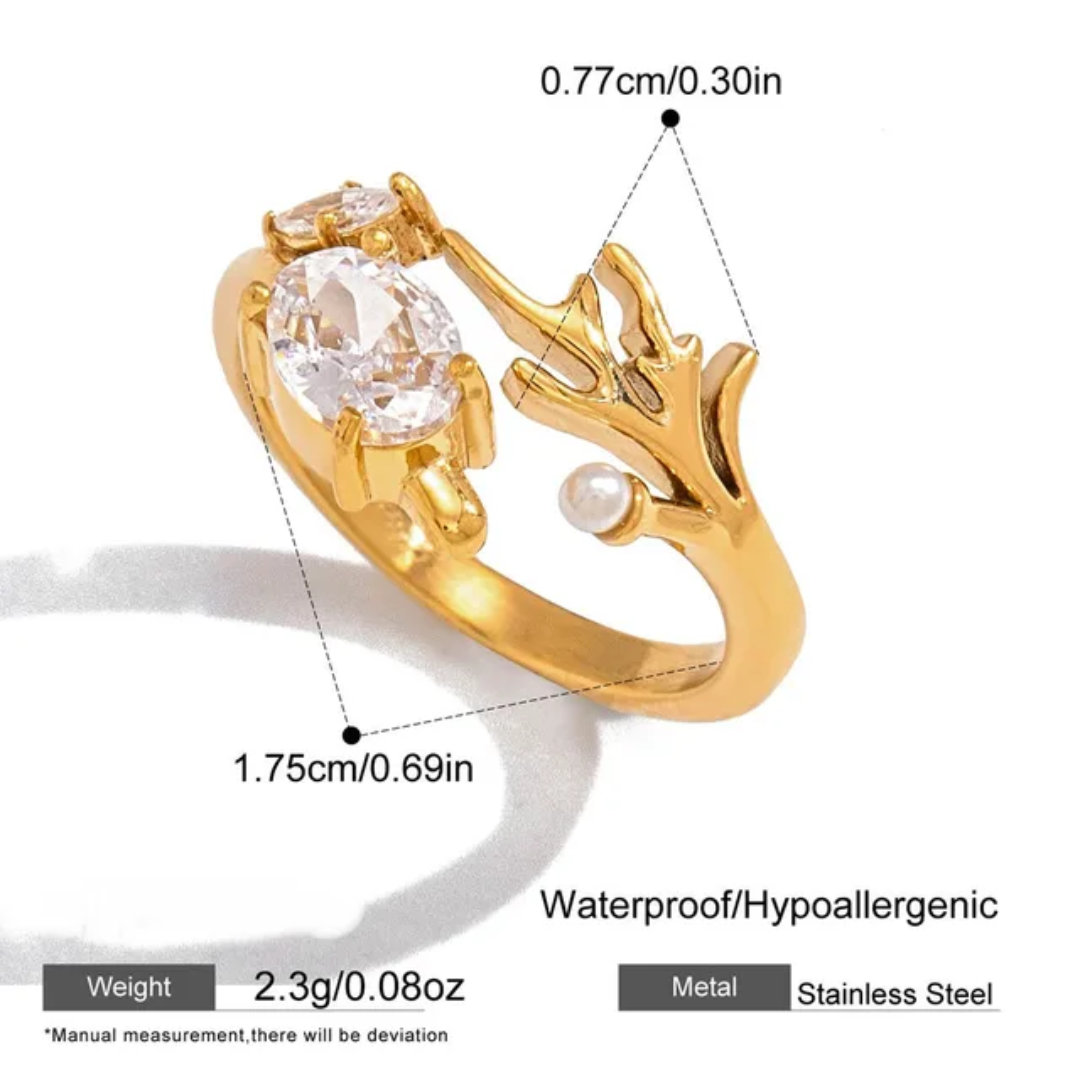 Dripping Drop Pearl Solitaire Ring