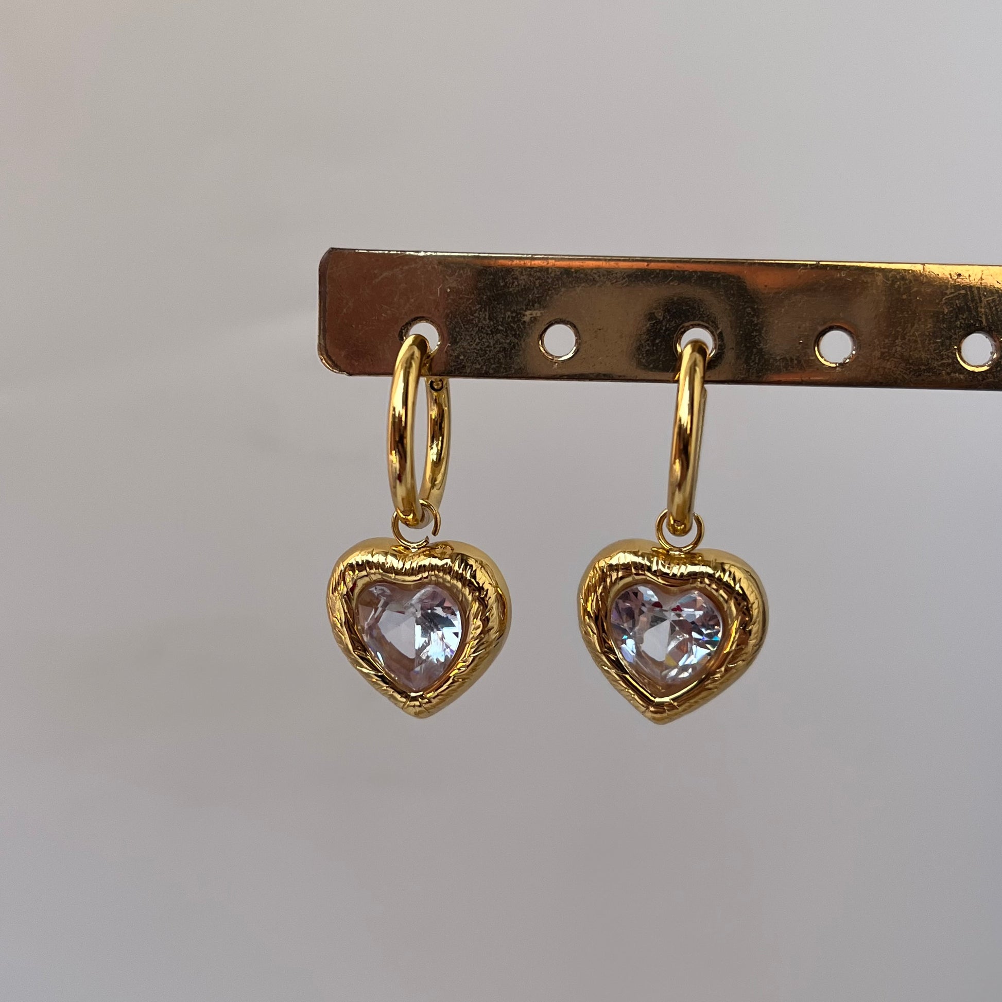 Dazzling Heart Gold Earrings