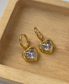 Dazzling Heart Gold Earrings