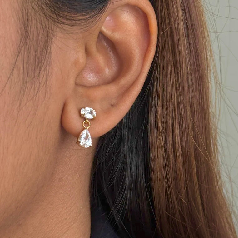 Celia Dainty Oval Drop Earrings