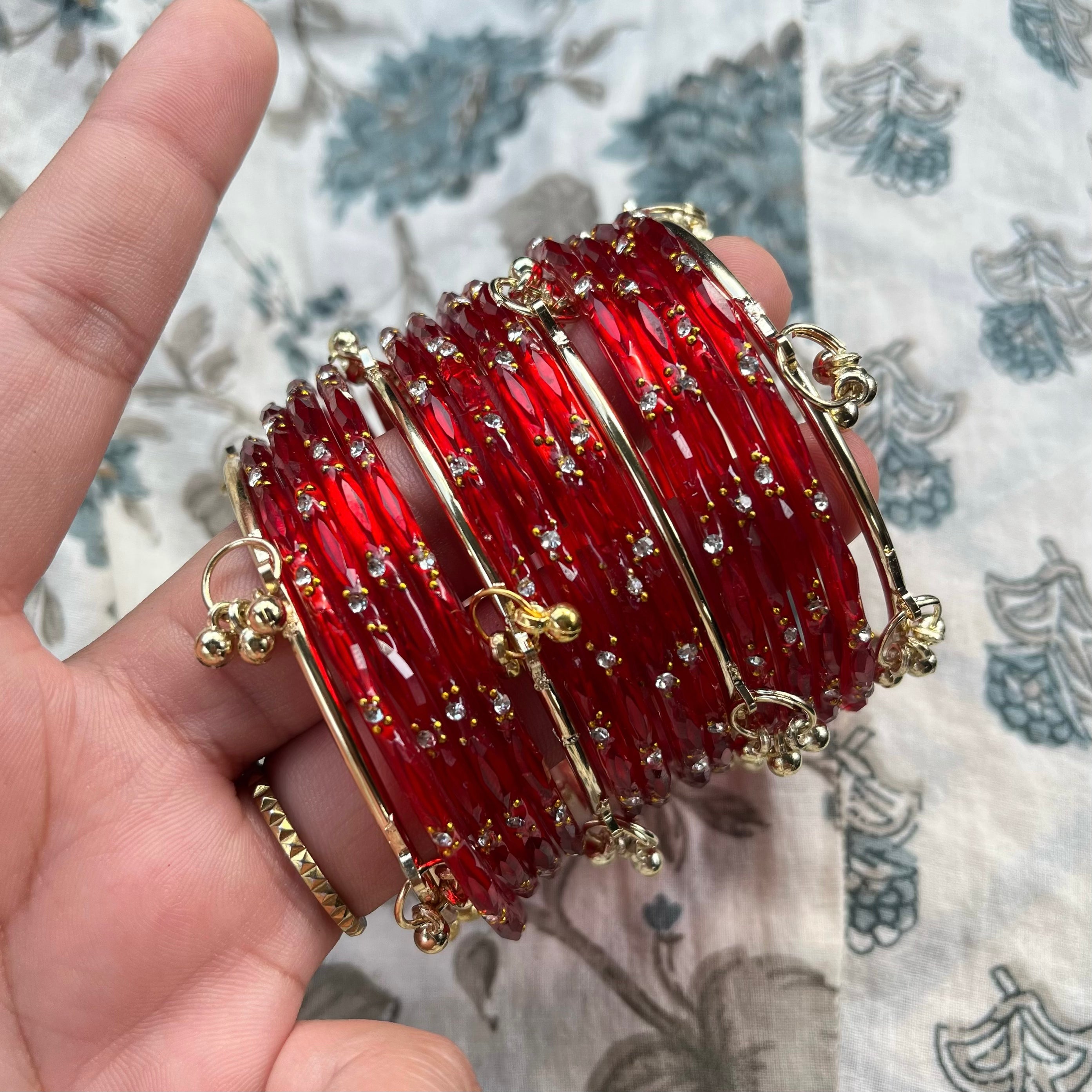 Radha Red Kashmiri Bangles Set