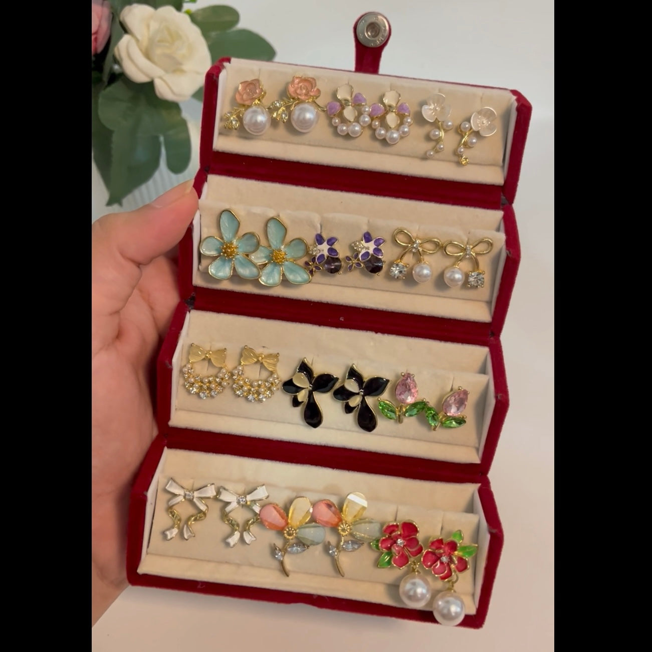 Rushi Combo of 12 Pairs Modern Earrings with Box
