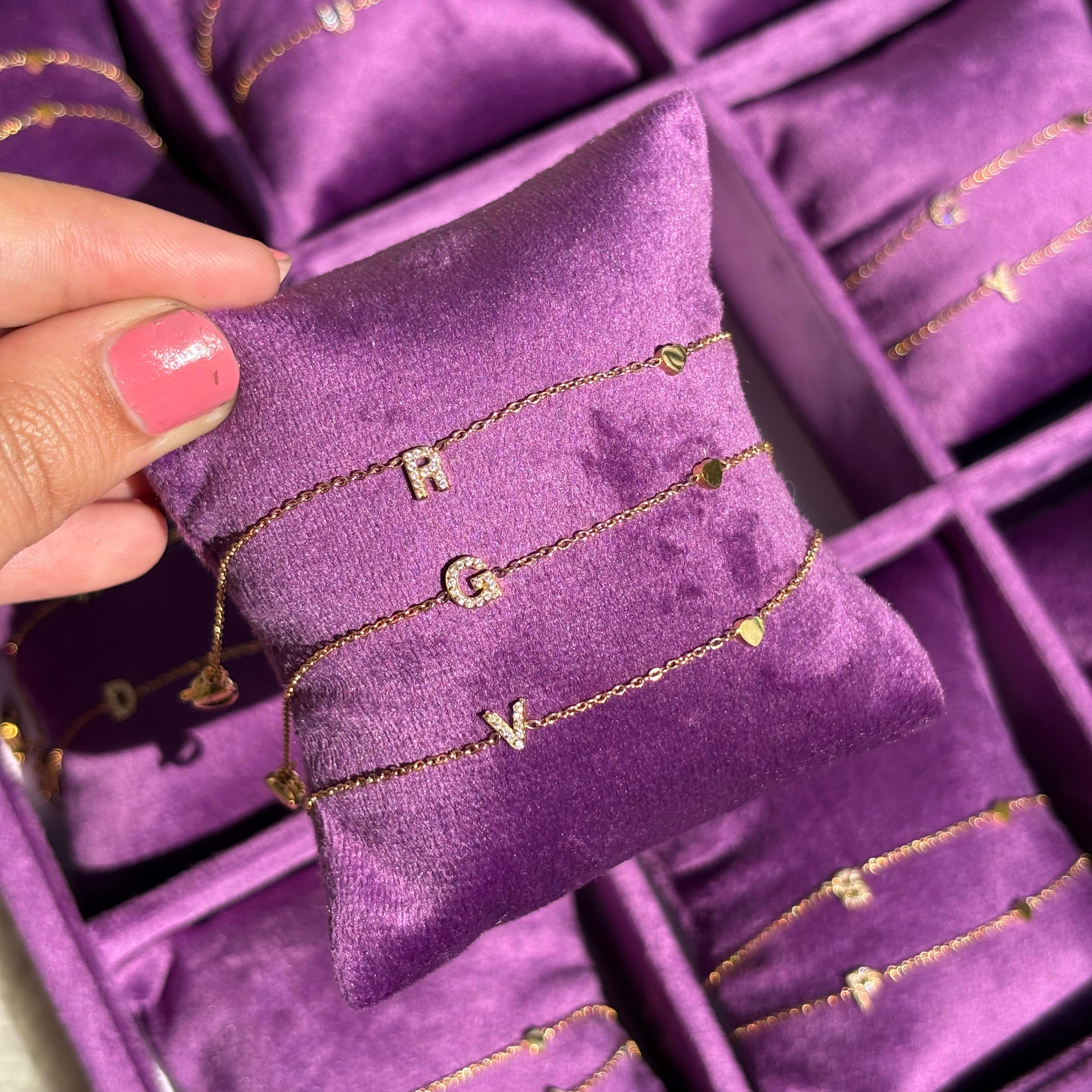 Selina Initial Letter Diamond Minimal Bracelet