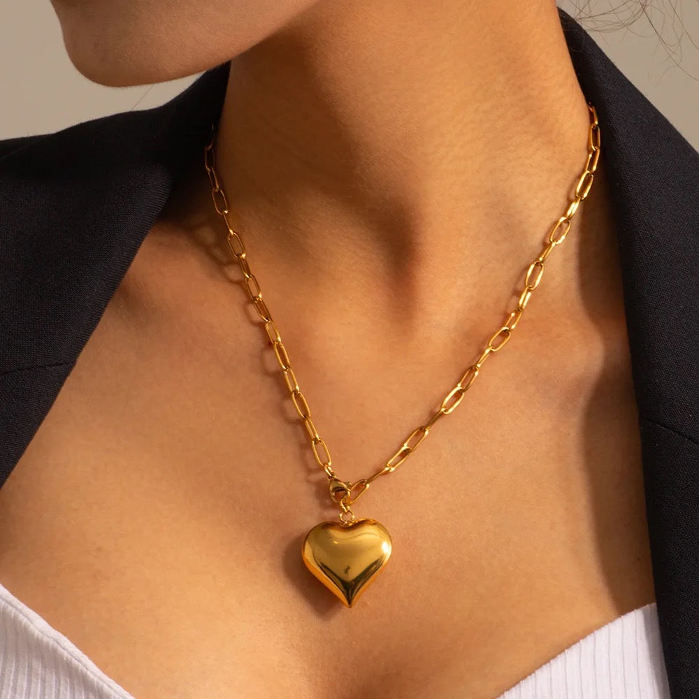 Falling Heart Gold Necklace
