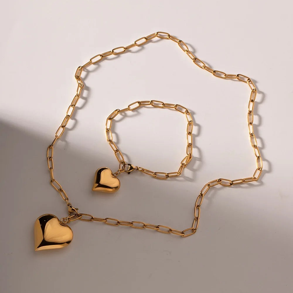 Falling Heart Gold Necklace