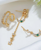 Tyohar Green Piercing Earrings Set