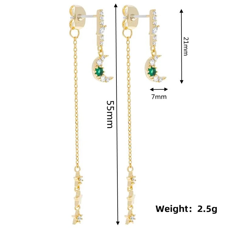 Tyohar Green Piercing Earrings Set