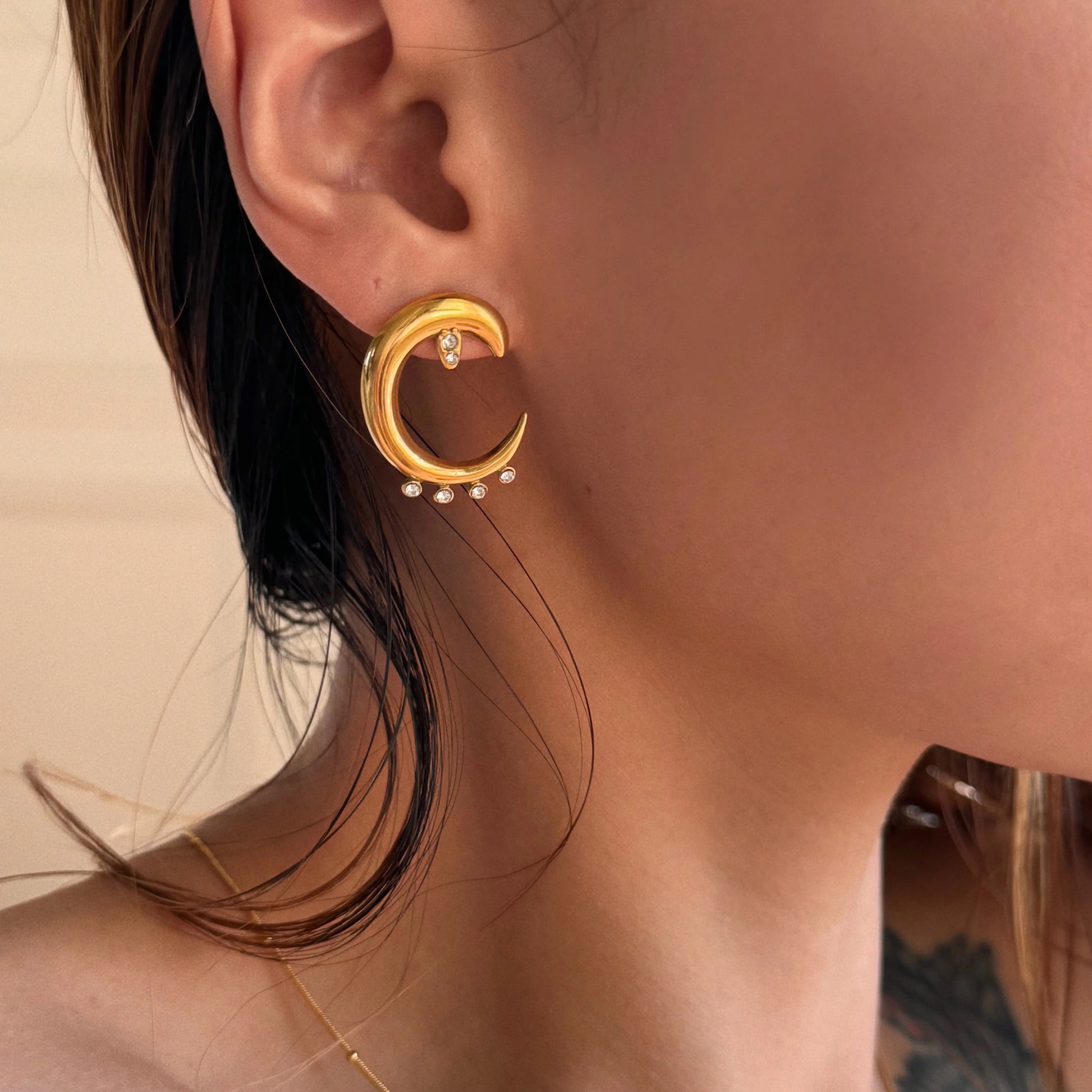 Eclia Moon Diamond Earrings