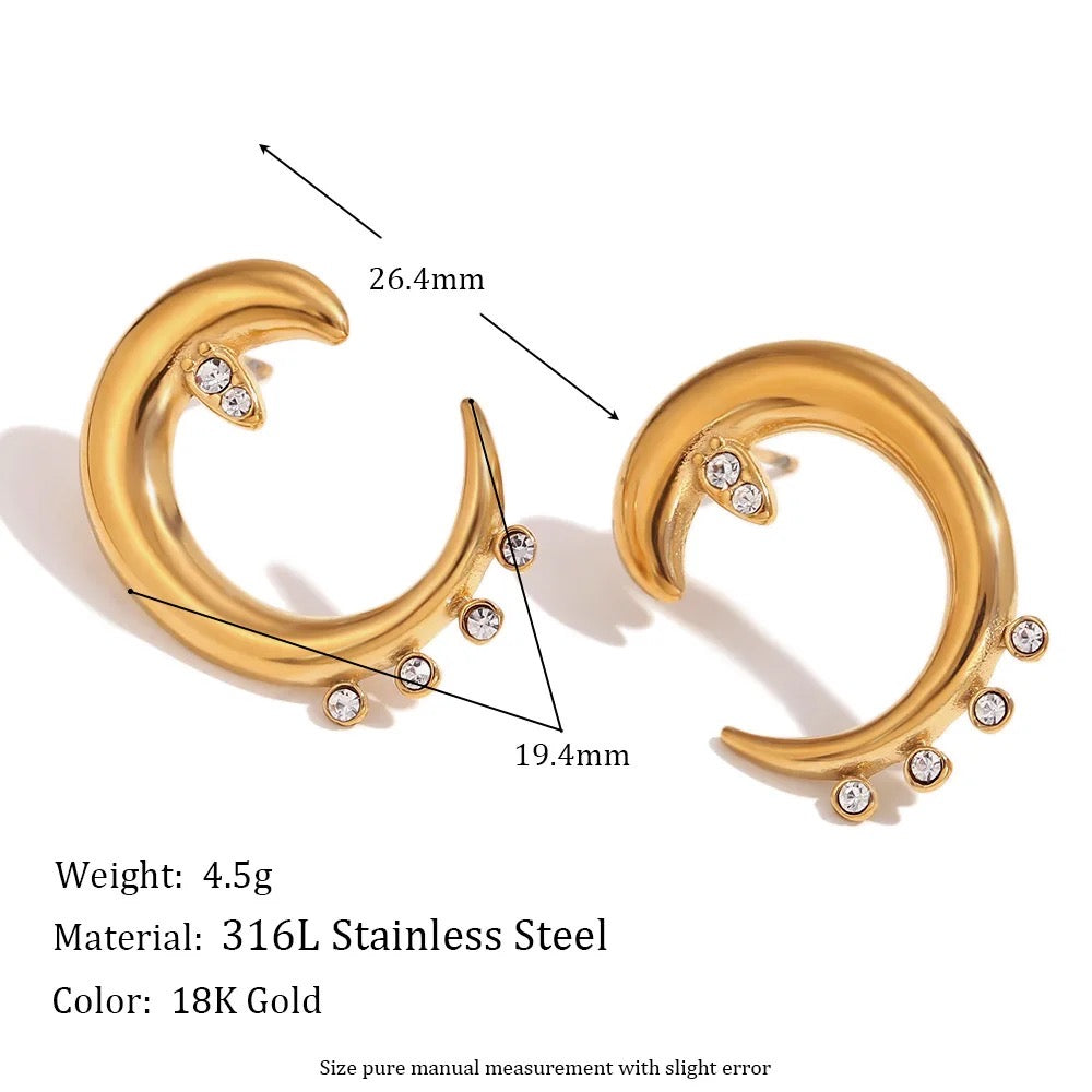 Eclia Moon Diamond Earrings