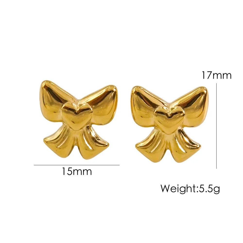 Festive Mine Heart Bow Studs