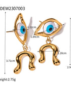 Brooch Asymmetrical Evil Eye Earrings