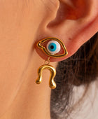 Brooch Asymmetrical Evil Eye Earrings