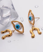 Brooch Asymmetrical Evil Eye Earrings