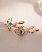 Brooch Asymmetrical Evil Eye Earrings