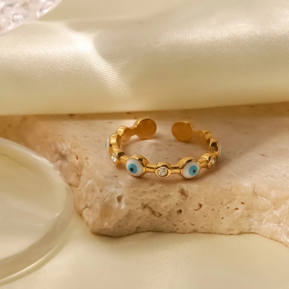 Nazar Evil Eye Gold Ring