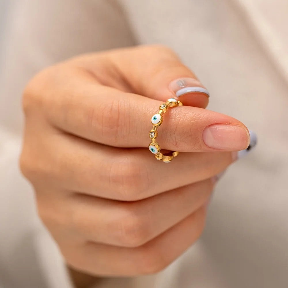 Nazar Evil Eye Gold Ring