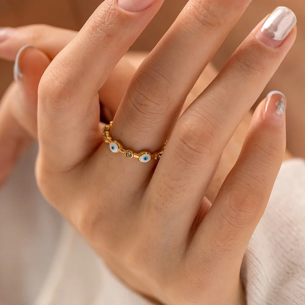 Nazar Evil Eye Gold Ring
