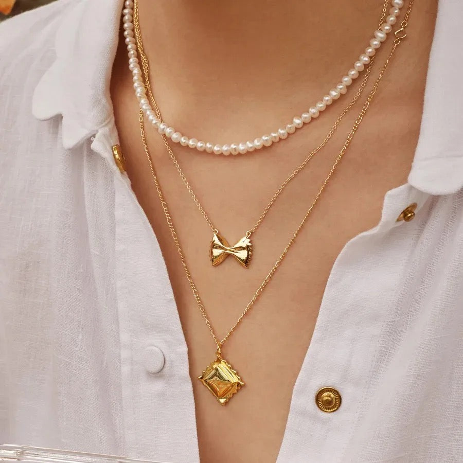 Pasta Puff Gold Necklace