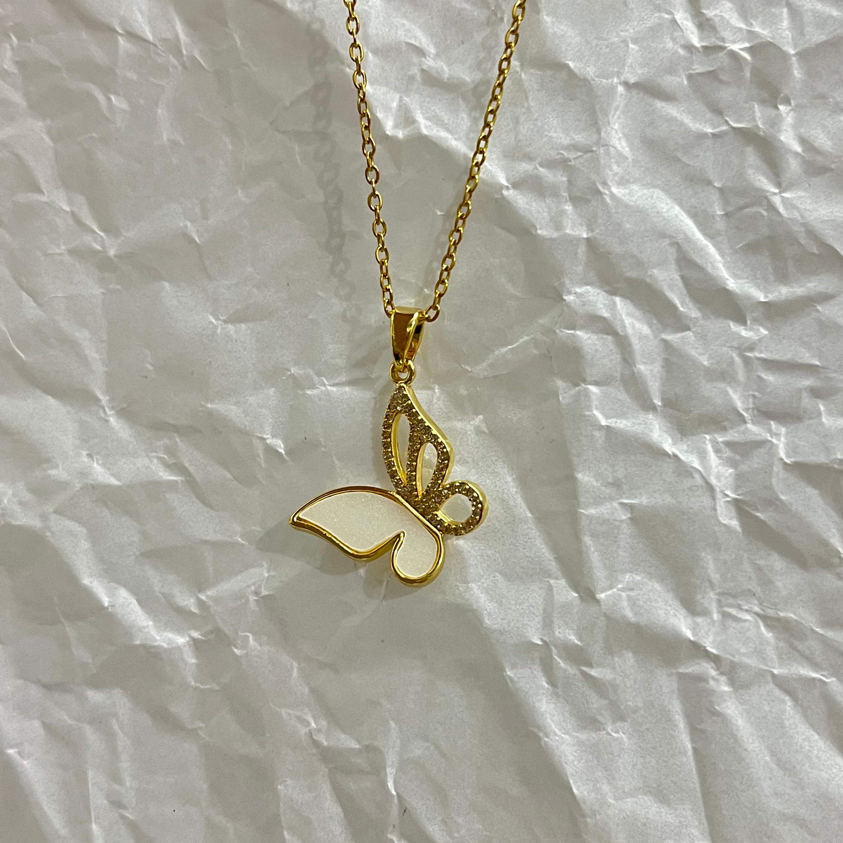 Morning White Butterfly Necklace