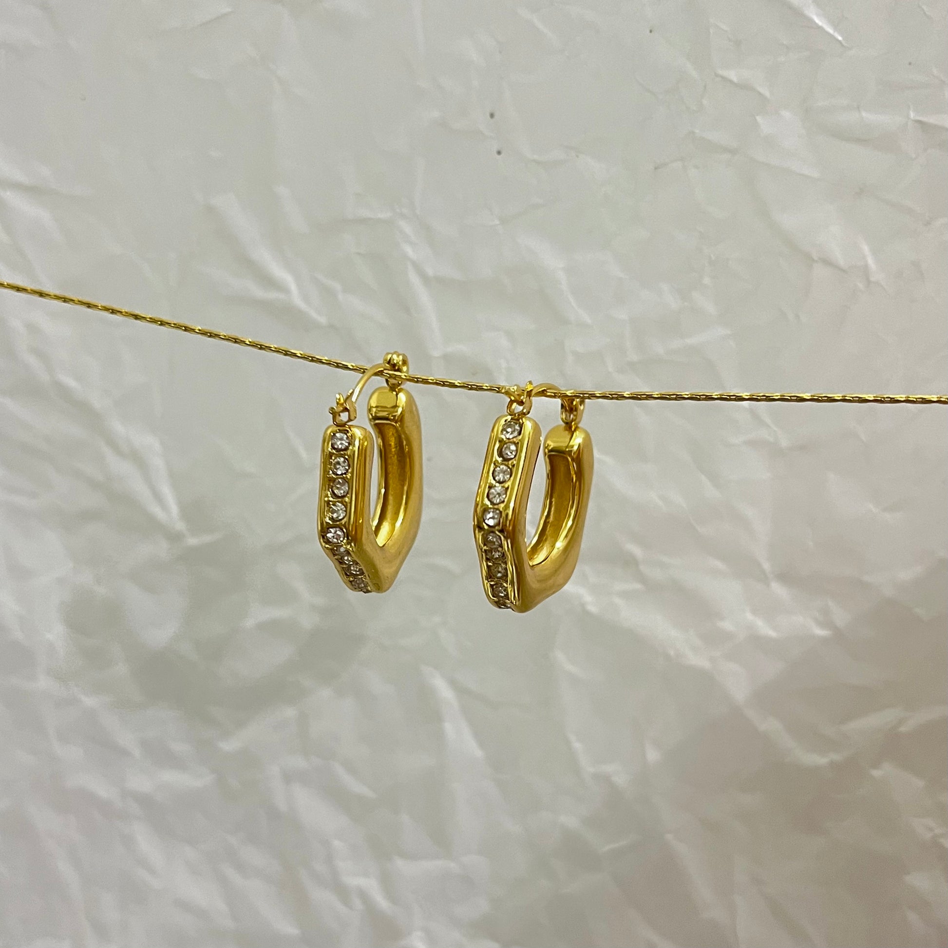 Sparkling Diamond Gold Hoops