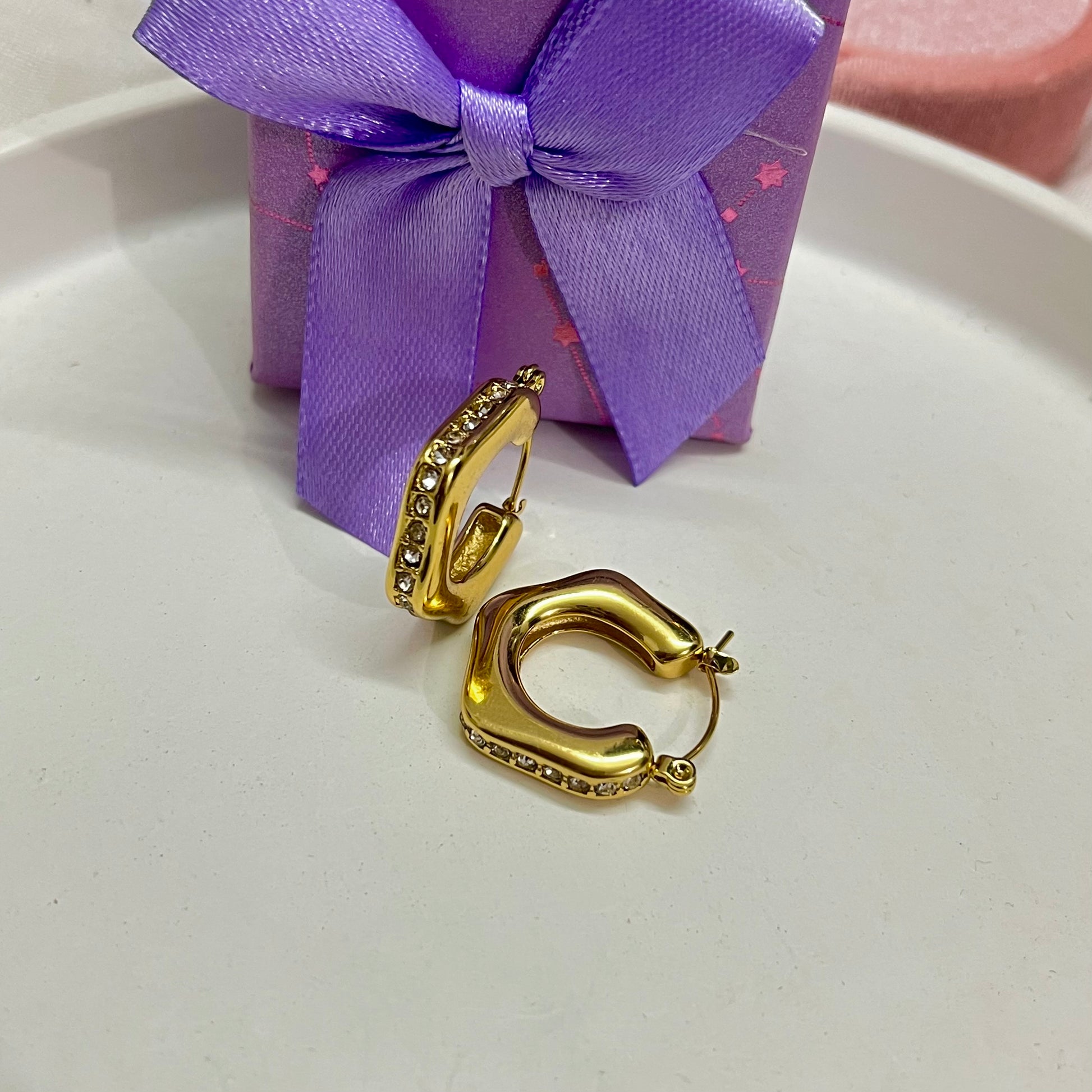 Sparkling Diamond Gold Hoops
