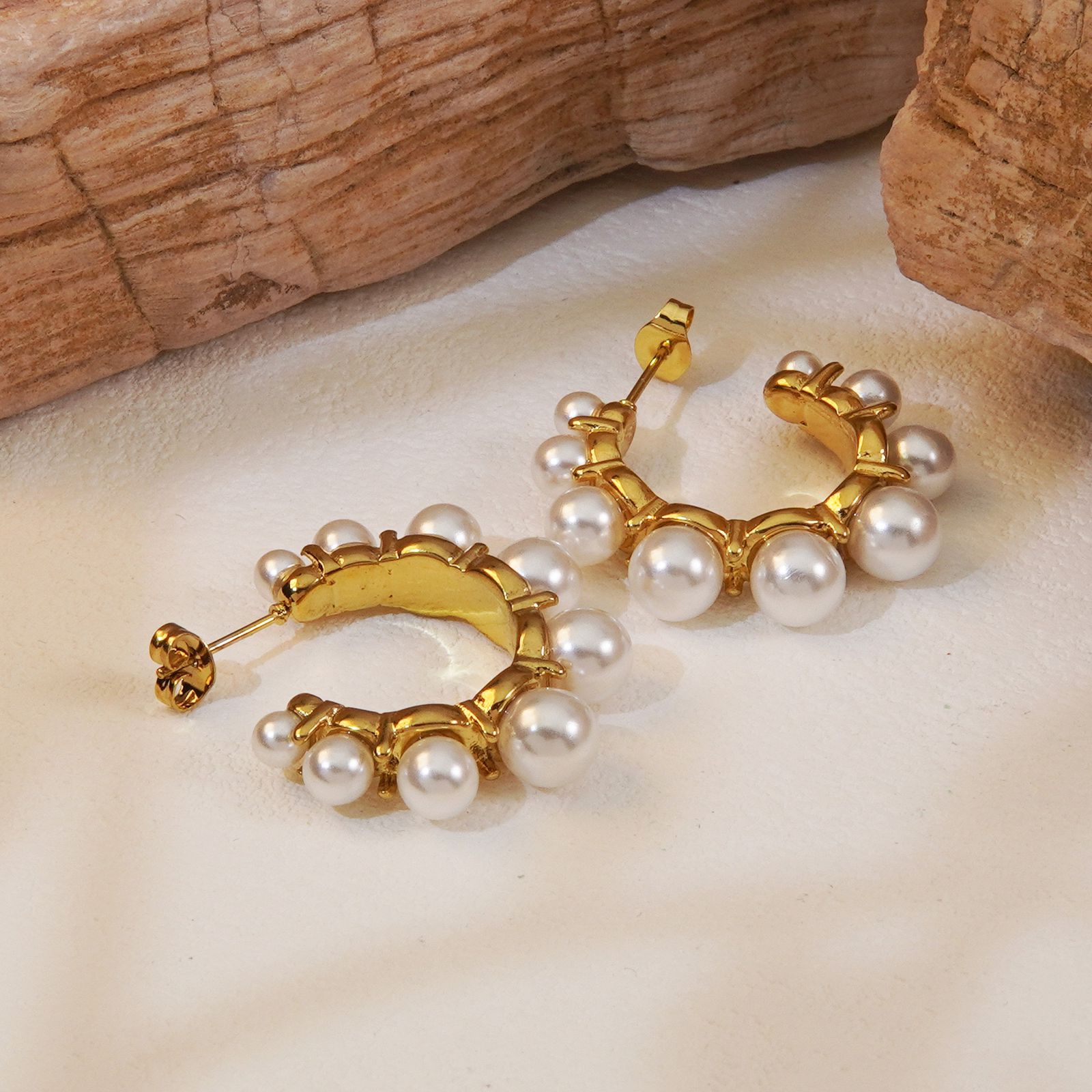 Lumina Pearl Gold Hoops
