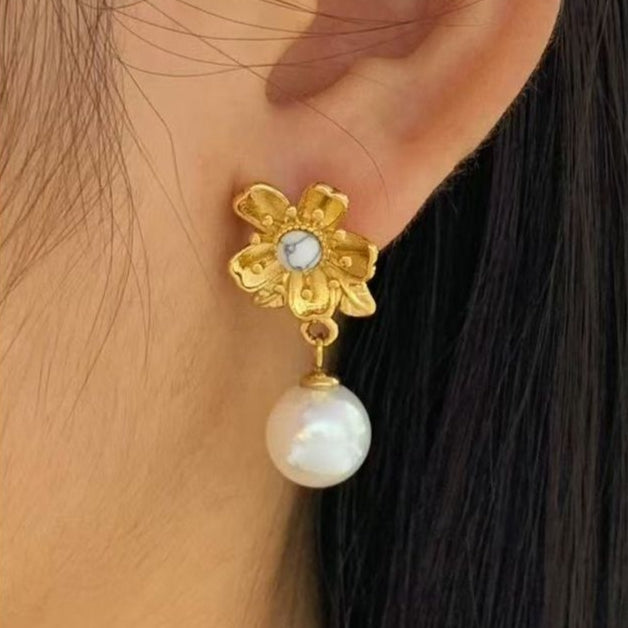 Garden Flower Pearl Earrings
