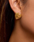 Lockin Heart Gold Earrings
