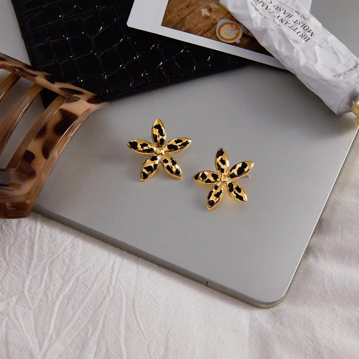 Erica Black Star Earrings