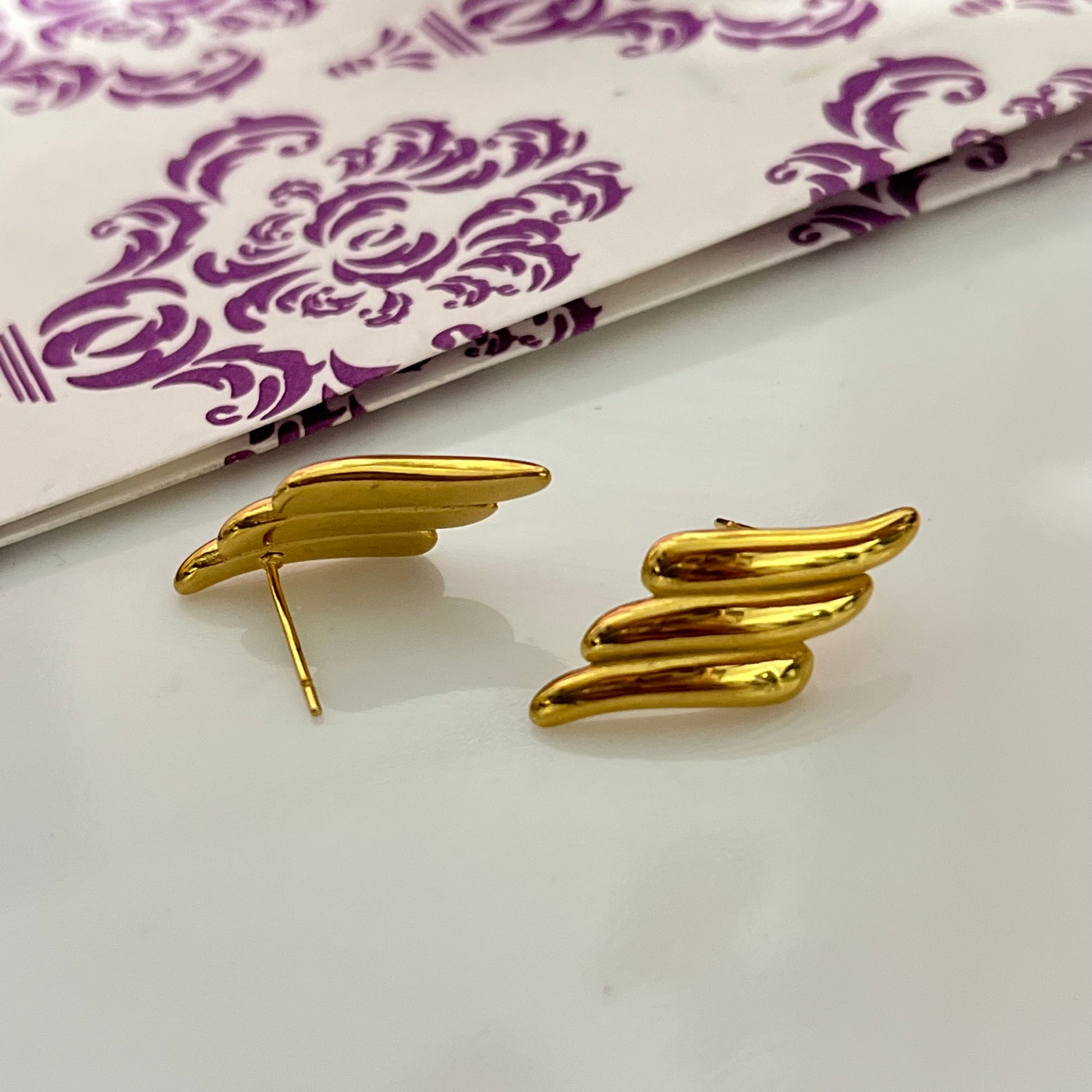Wingy Stylish Gold Earrings