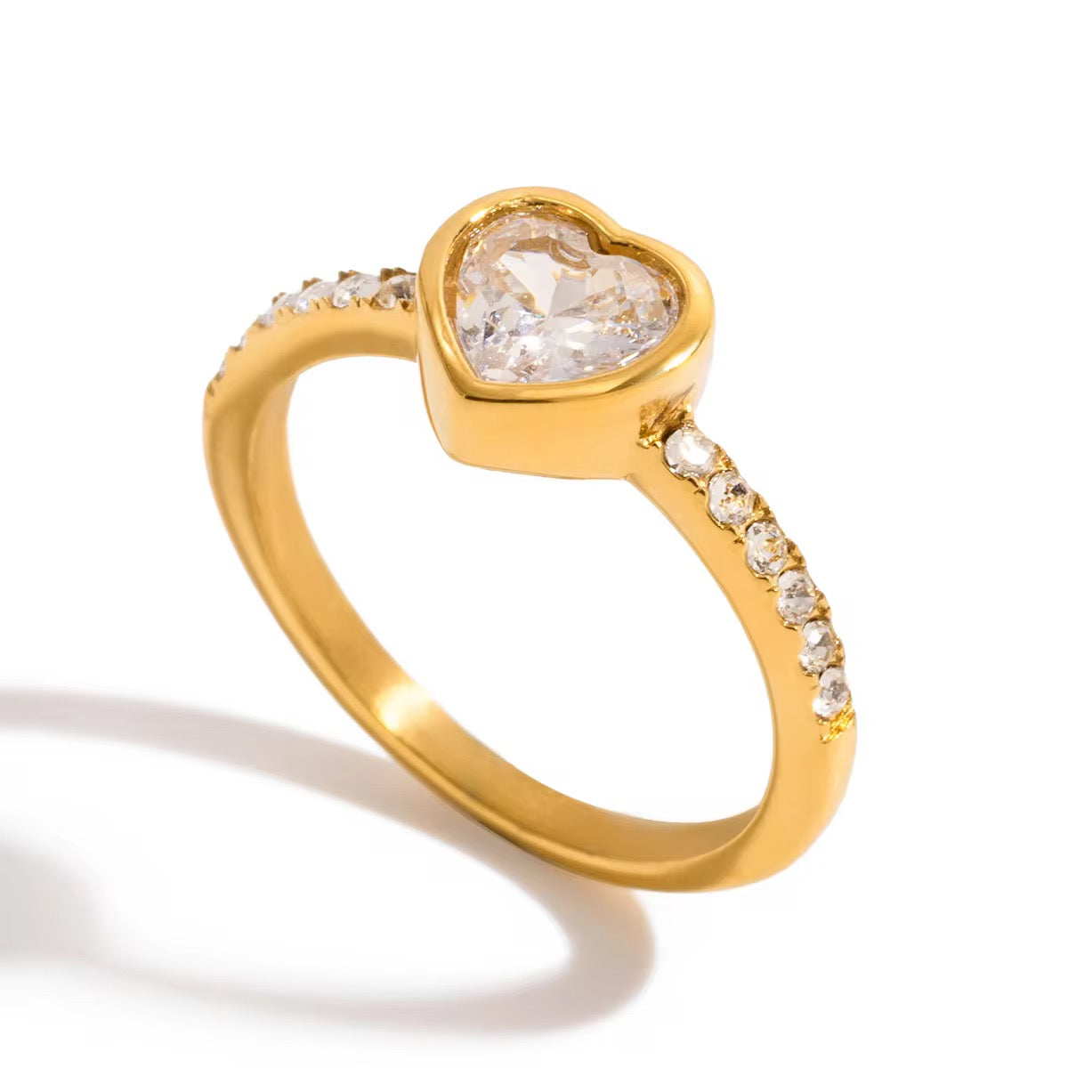 Winey Heart Solitaire Ring