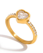 Winey Heart Solitaire Ring