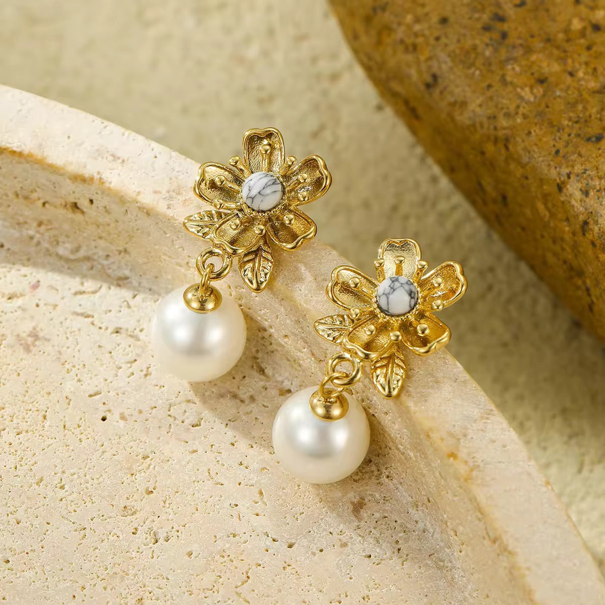 Garden Flower Pearl Earrings