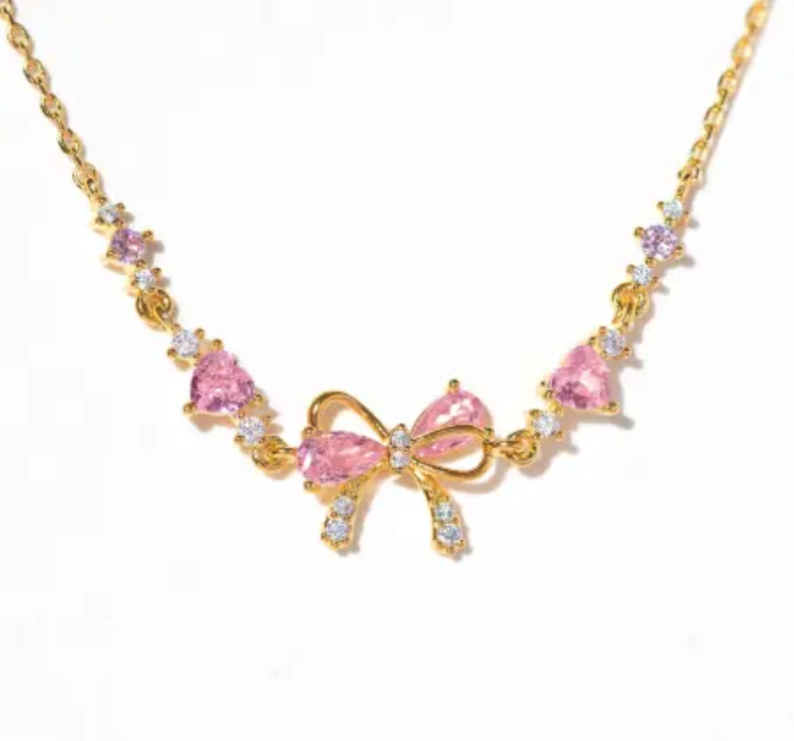 Deni Pink Bow Heart Bracelet