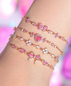 Deni Pink Bow Heart Bracelet