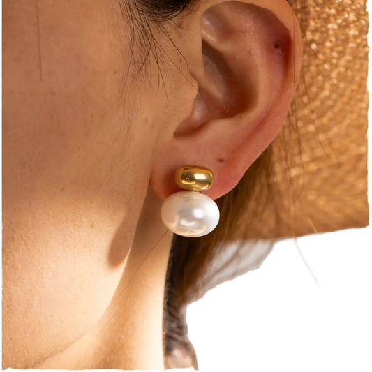 Bero Pearl Gold Earrings