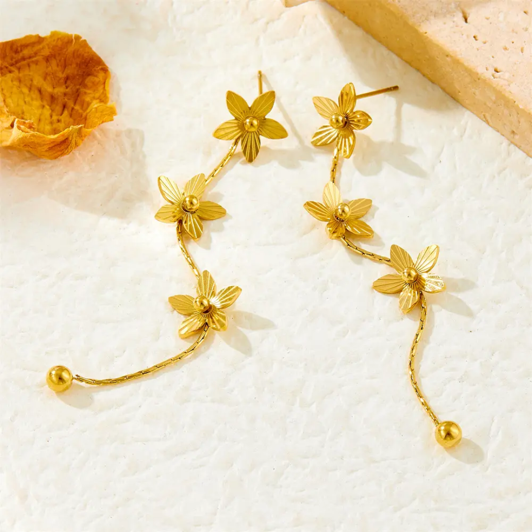Lavin Flower Long Earrings