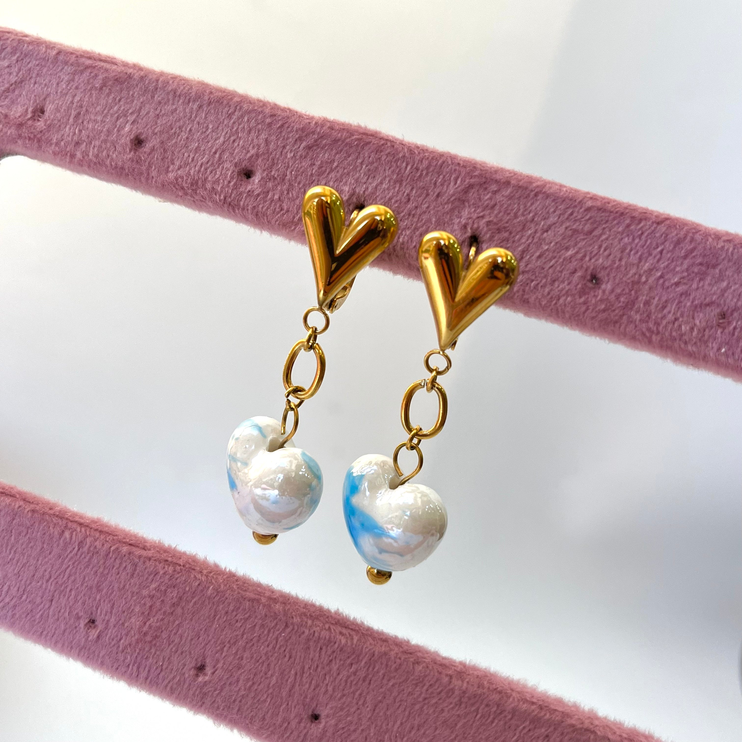 Skying Heart Long Earrings