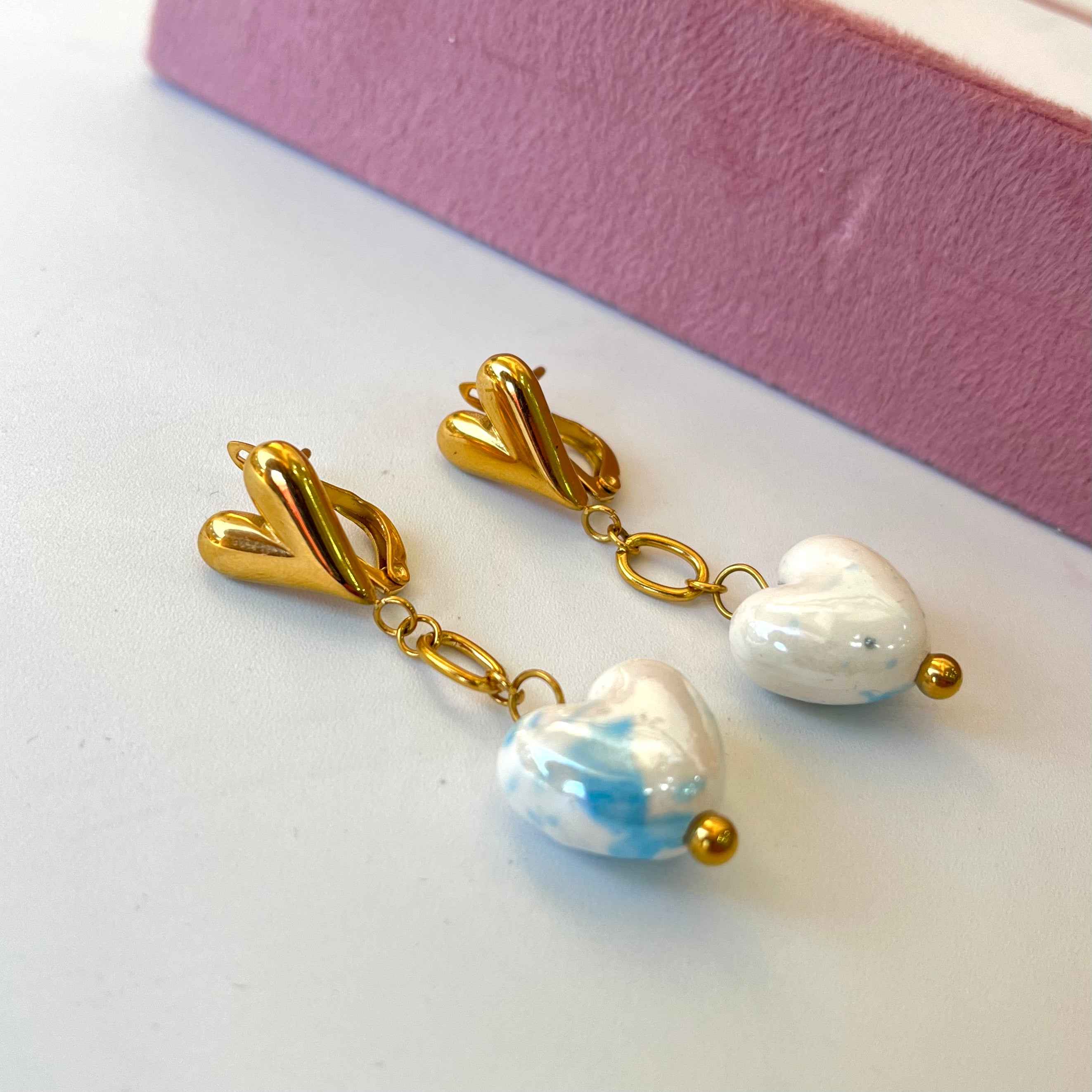 Skying Heart Long Earrings