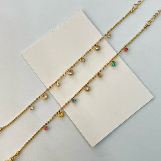 Parisia Heart Charms Dainty Bracelet