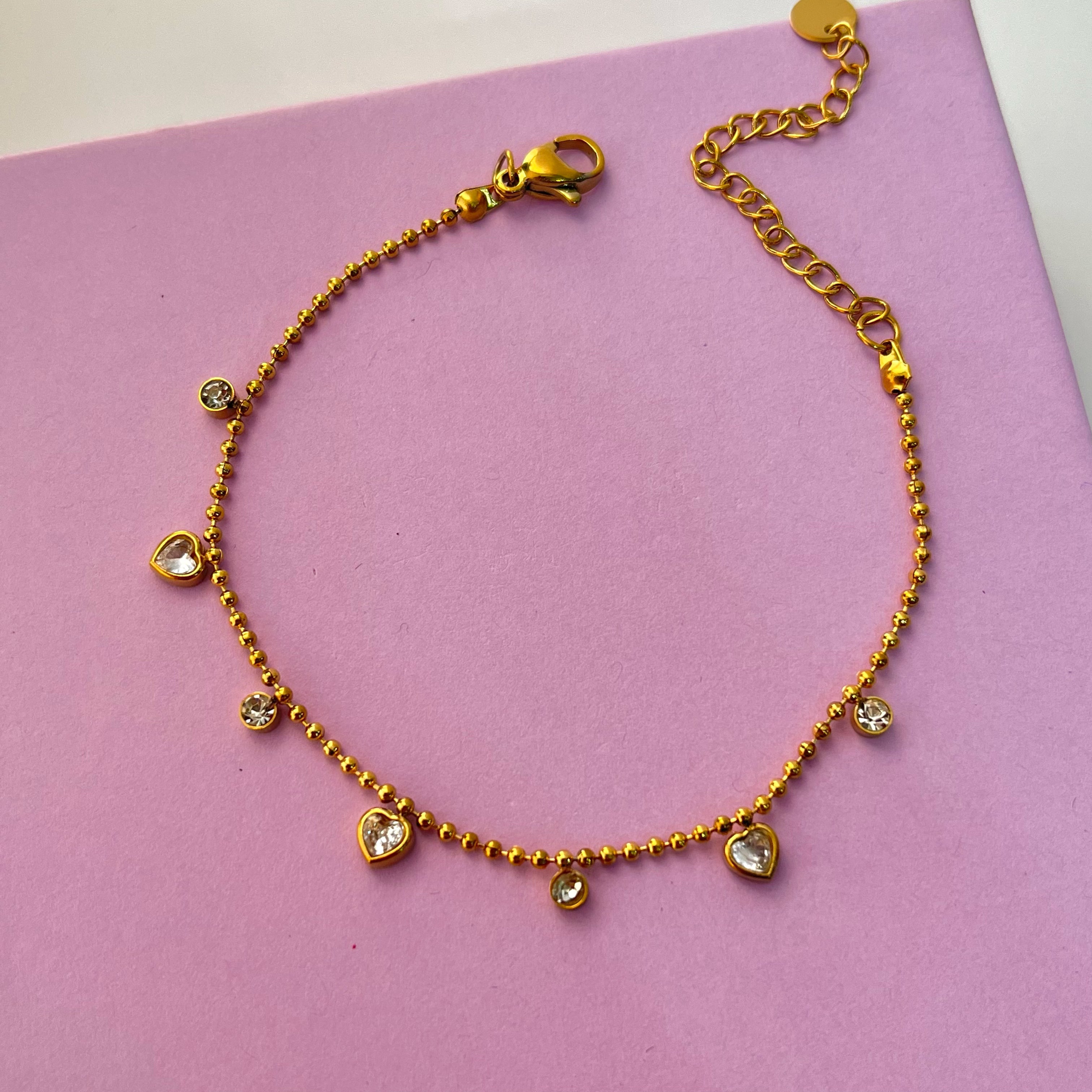 Parisia Heart Charms Dainty Bracelet