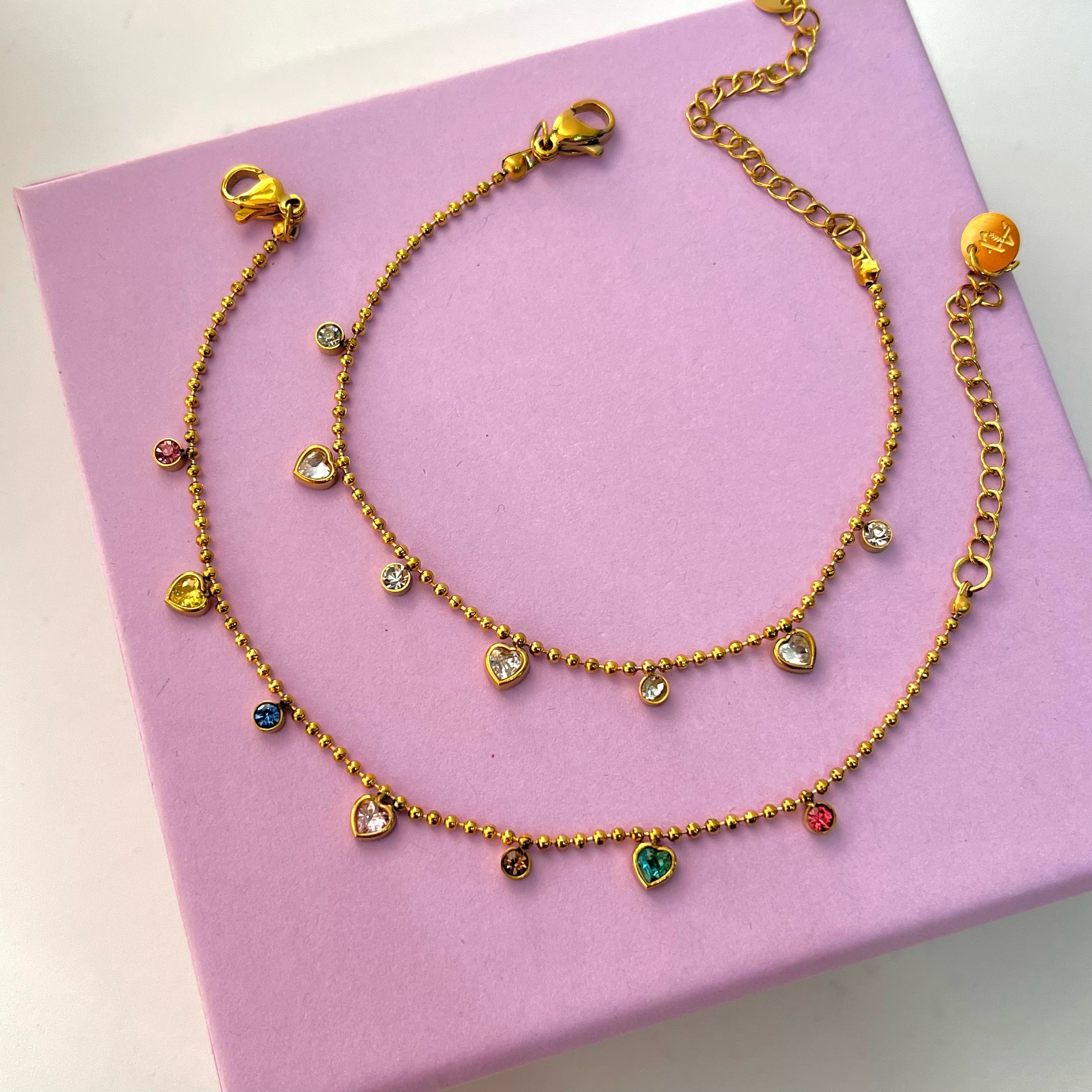 Parisia Heart Charms Dainty Bracelet