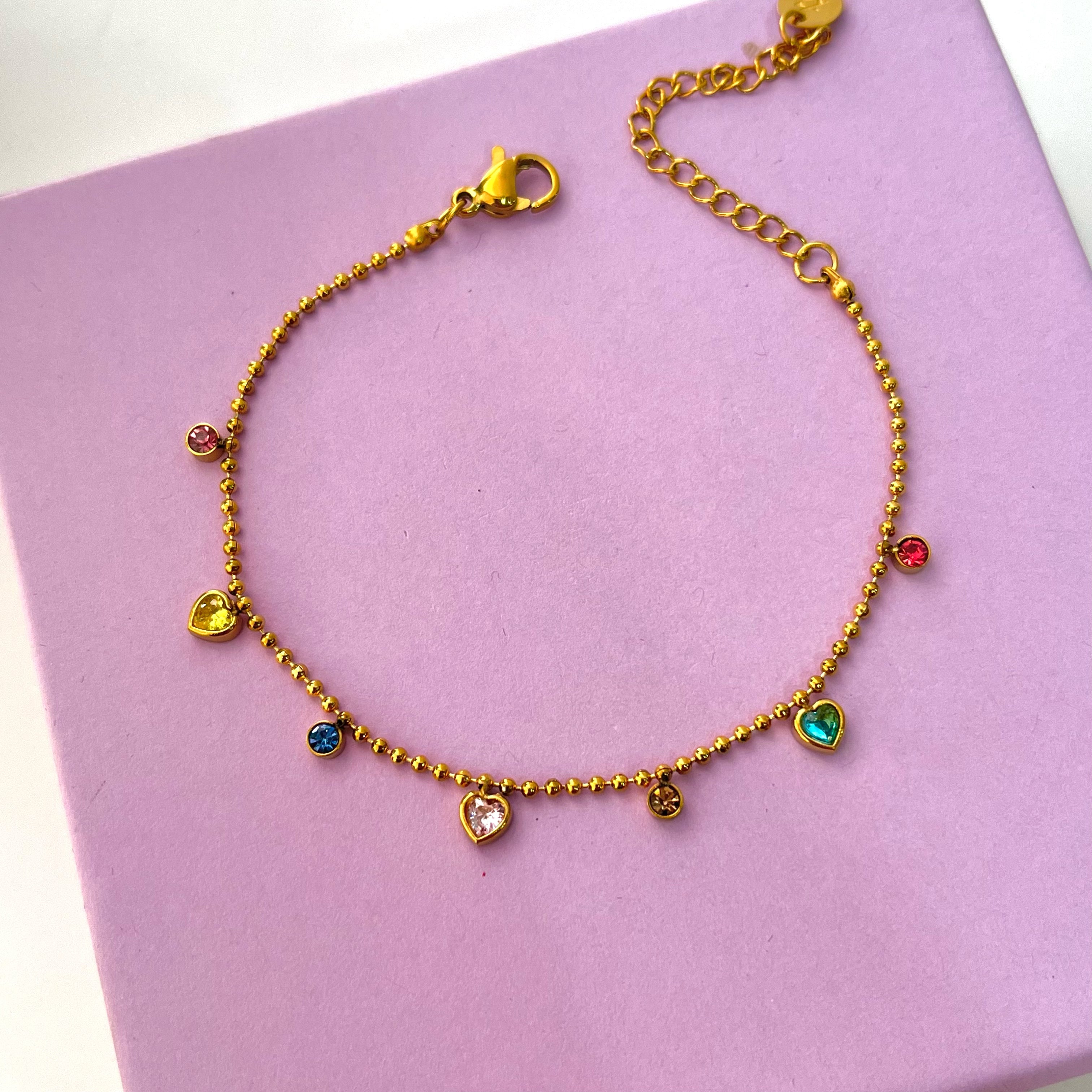 Parisia Heart Charms Dainty Bracelet