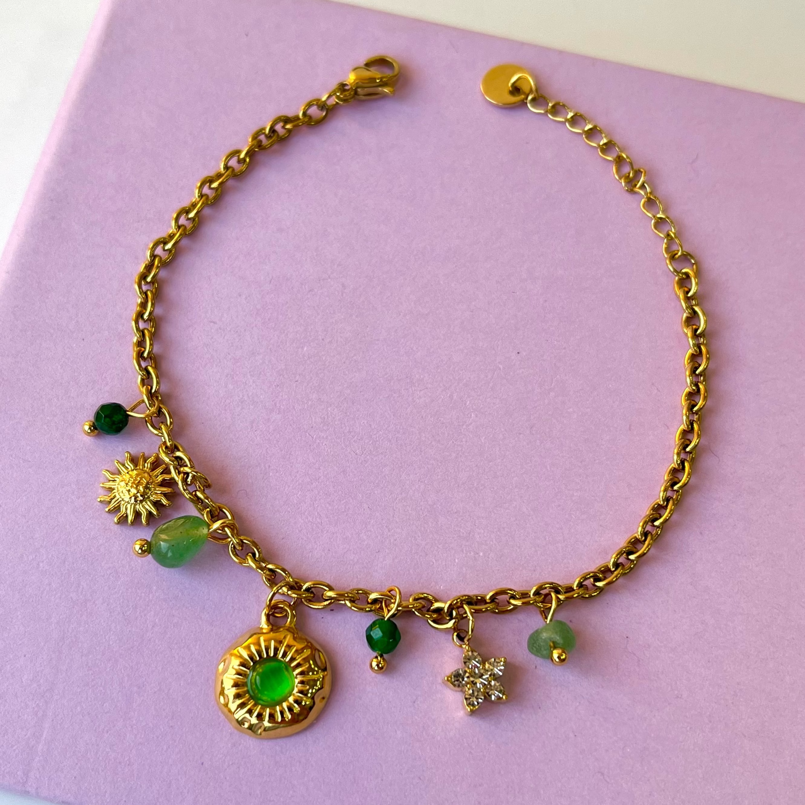 Celissa Green Charms Stone Necklace