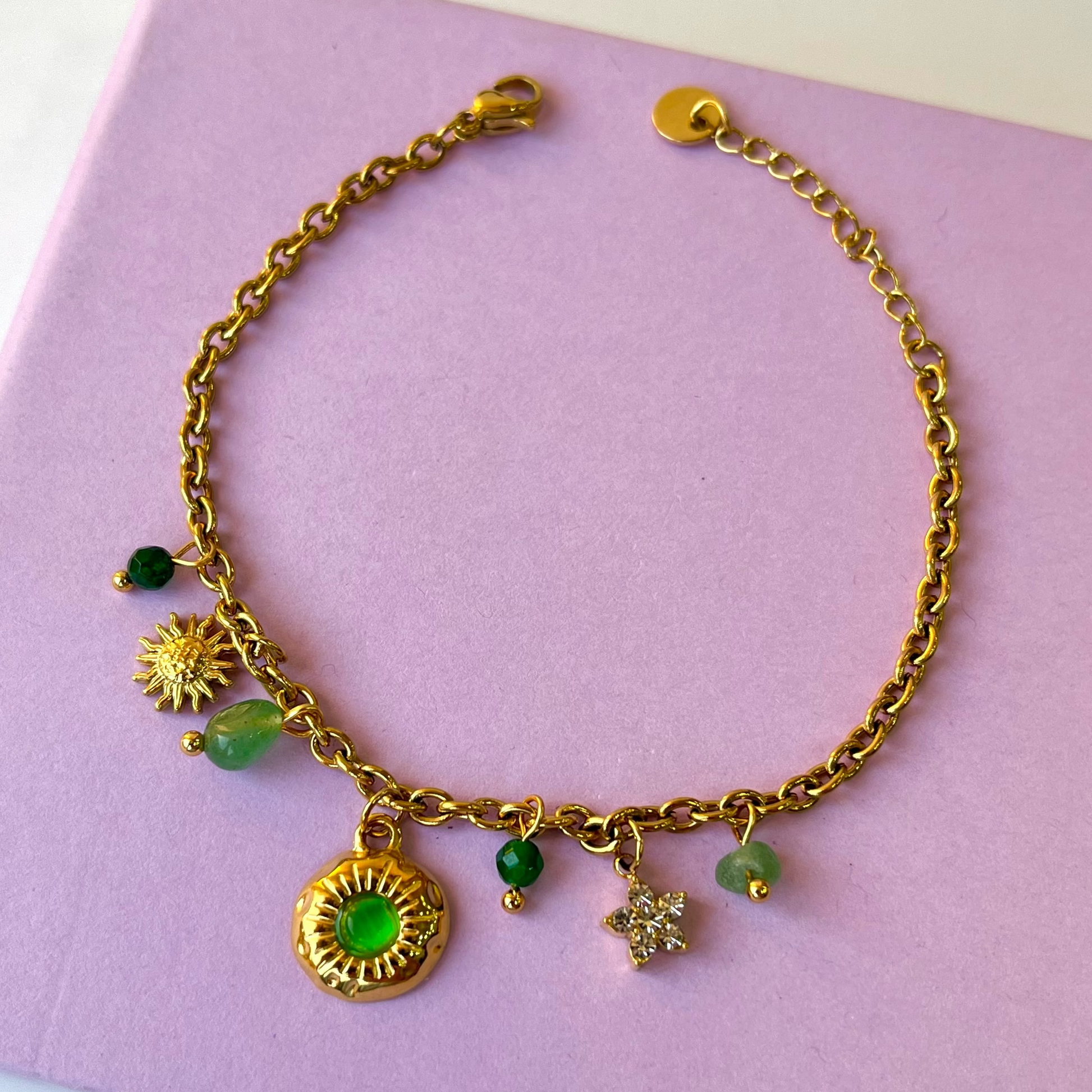 Celissa Green Charms Stone Necklace