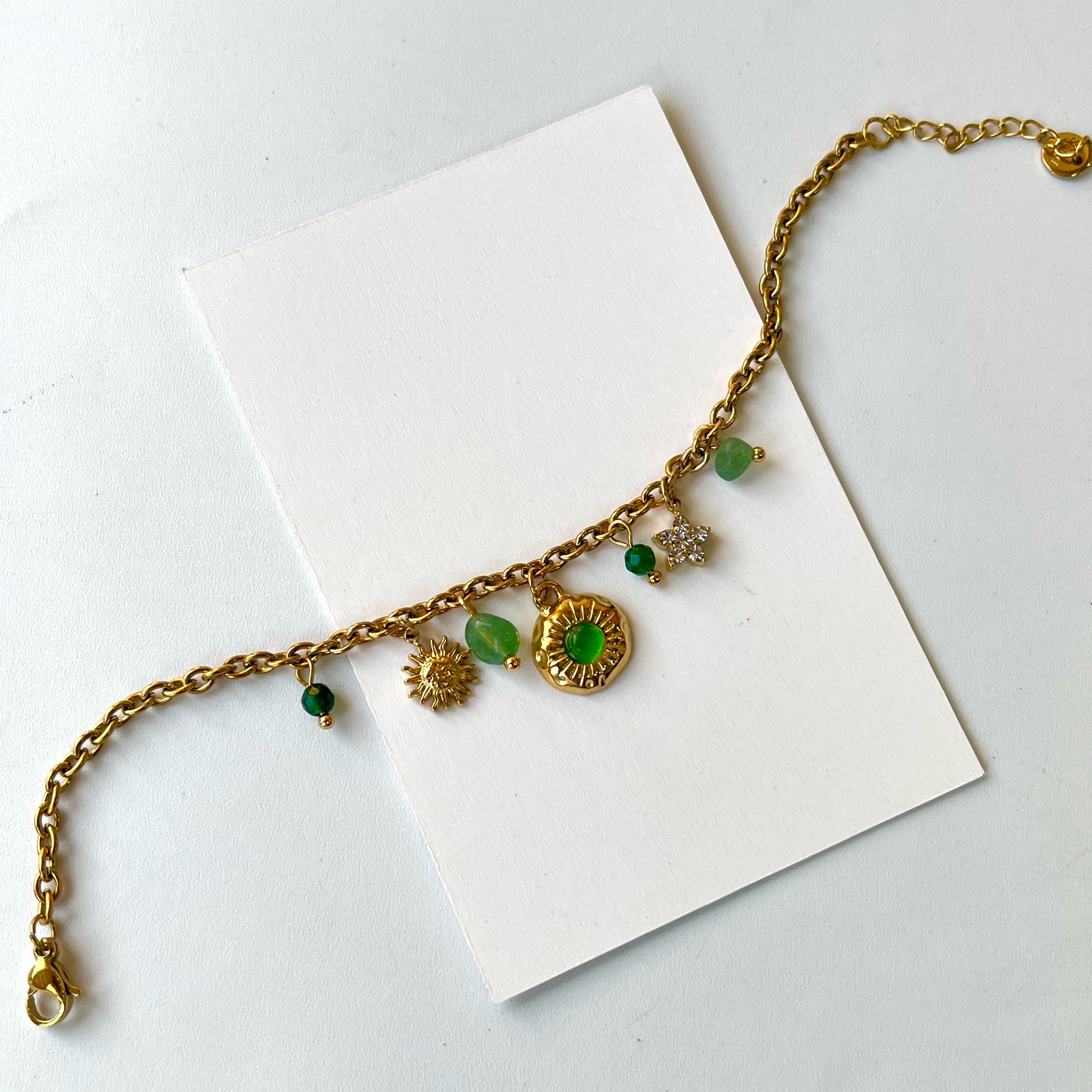 Celissa Green Charms Stone Necklace