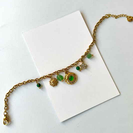 Celissa Green Charms Stone Necklace