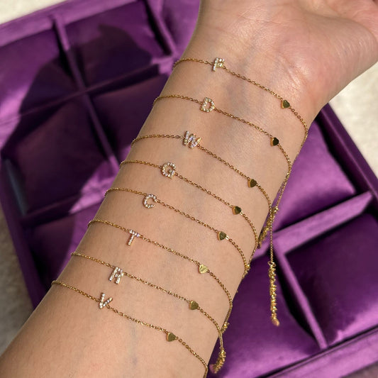 Selina Initial Letter Diamond Minimal Bracelet