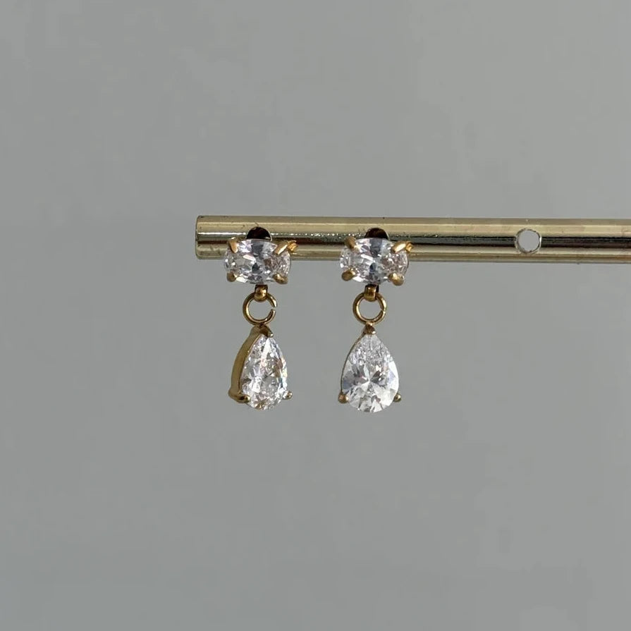 Celia Dainty Oval Drop Earrings