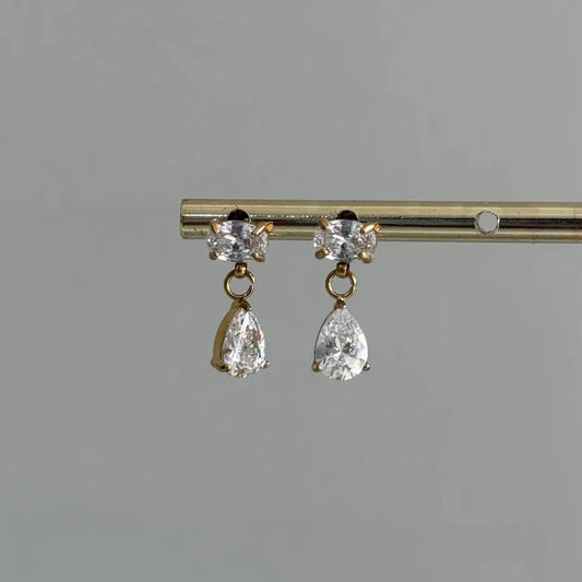 Celia Dainty Oval Drop Earrings